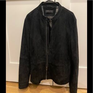 John Varvatos Black Suede Bomber Jacket Size L